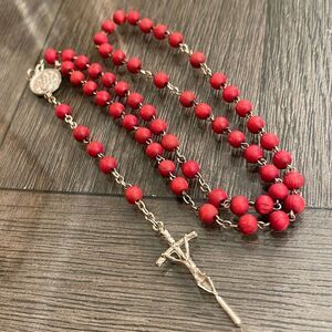 Perfume Scent Rosary Necklace - Red Wooden beaded Rosary